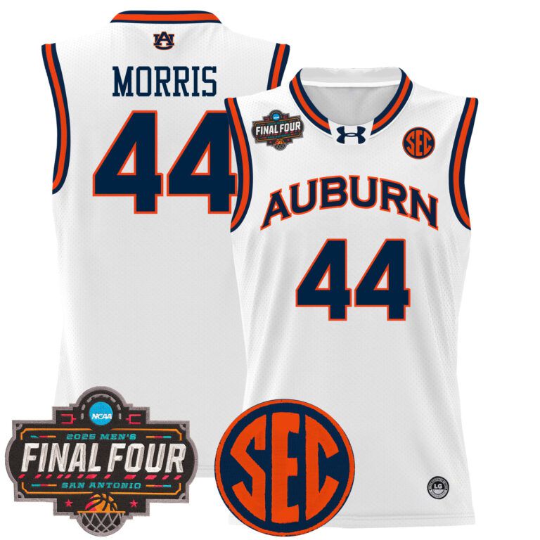 Men Auburn Tigers #44 Morris white 2025 Final Four Patch Lightweight  NCAA Jersey->customized ncaa jersey->Custom Jersey